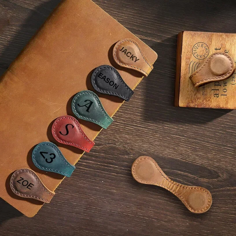 custom engraved leather magnetic bookmark - get quote wholesale price