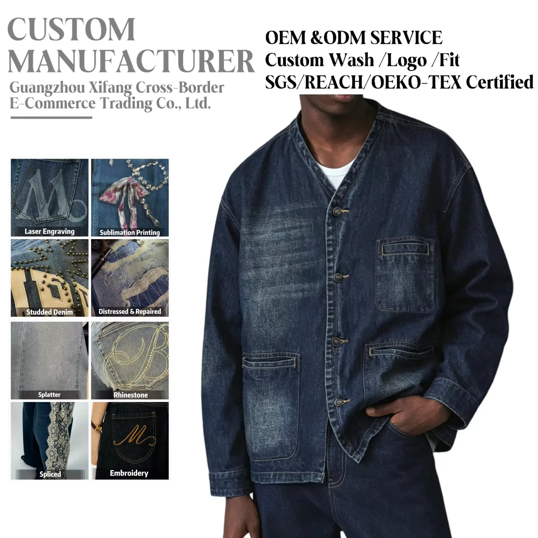 custom denim jacket wholesale OEM apparel manufacturer China